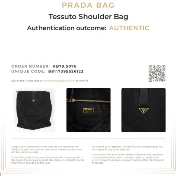 Pre-Owned Prada Nylon Tessuto Shoulder Messenger Bag in Black with Gold Hardware - Picture 14 of 15